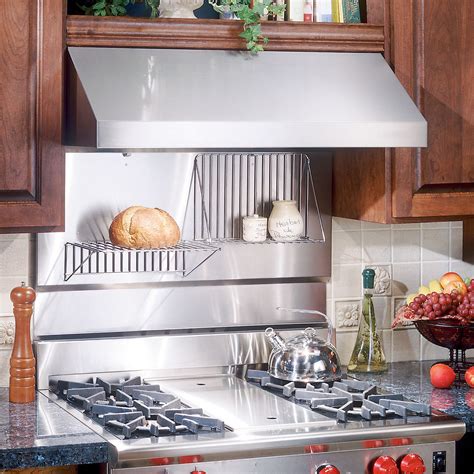 stainless steel shelves over stove